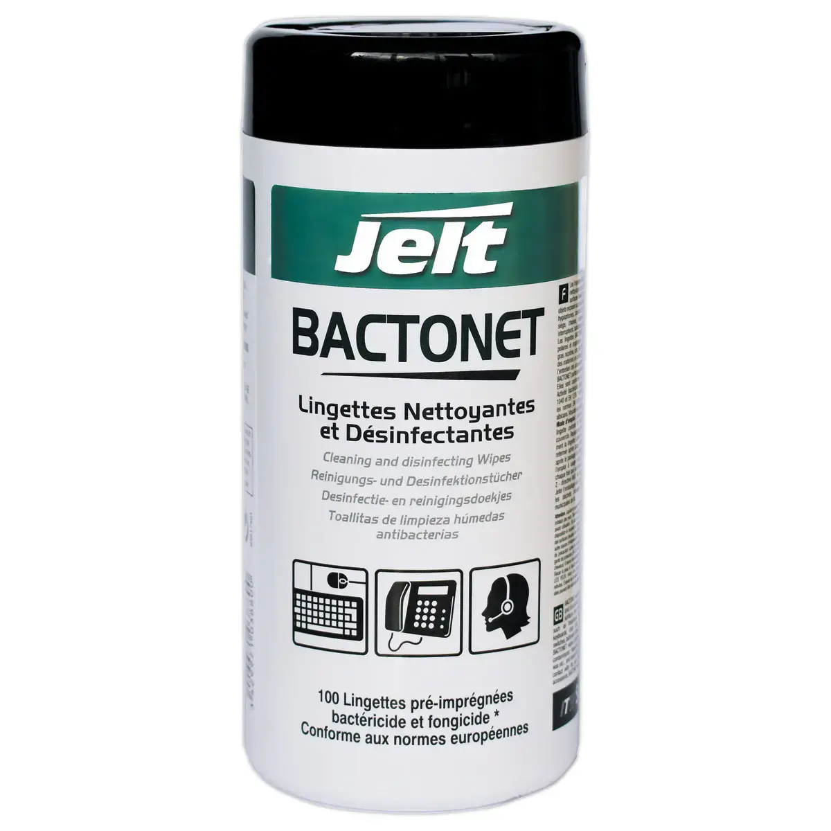 100 Lingettes désinfectantes et antibactériennes Bactonet - Jelt