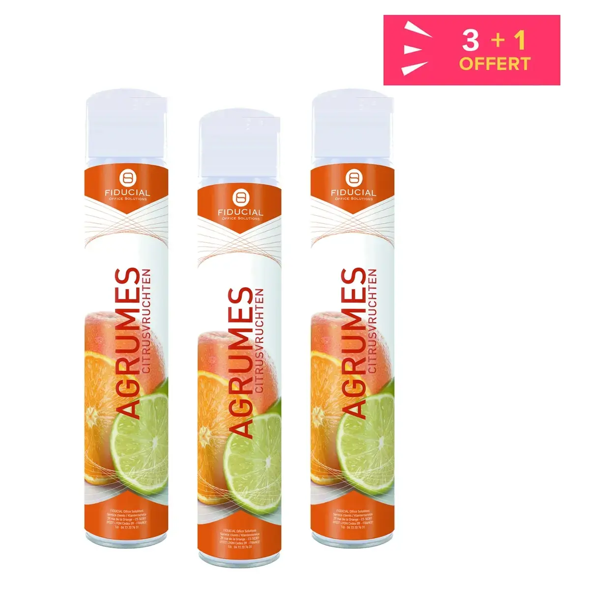 3 Désodorisants parfum agrumes + 1 offert - 750 ml - Fiducial