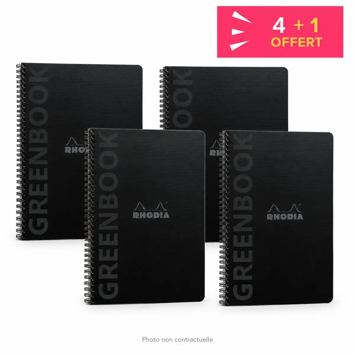 4 Cahiers Rhodia polypropylène recyclé + 1 offert - 160 pages A5+ Ligné - Noir