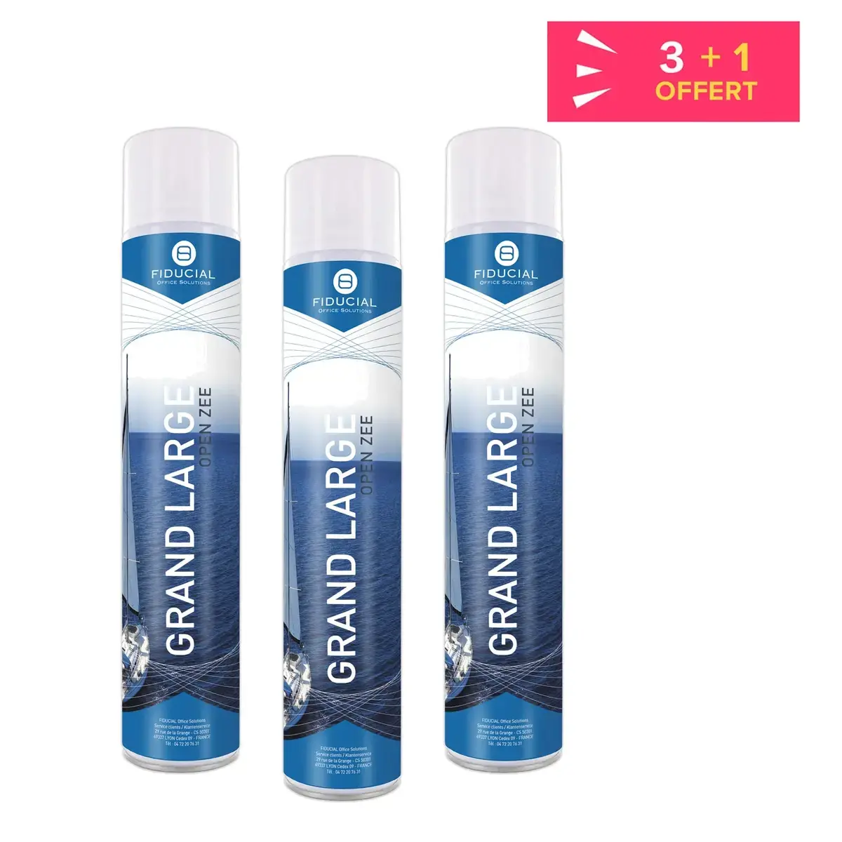 3 Désodorisants parfum Grand Large + 1 offert - 750 ml - Fiducial