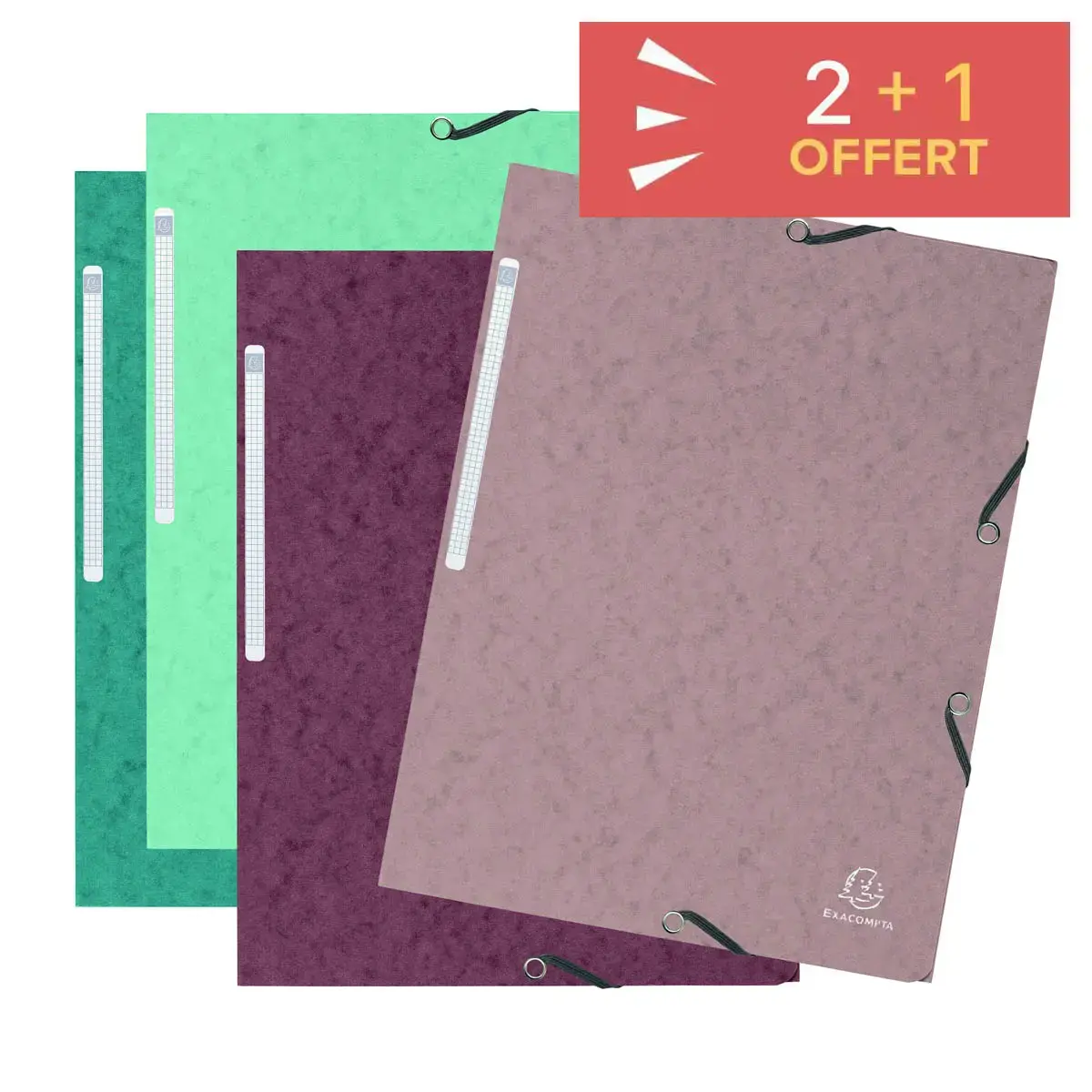 2 lots de 4 chemises élastiques 3 rabats Skandi + 1 lot offert - coloris assortis - Exacompta