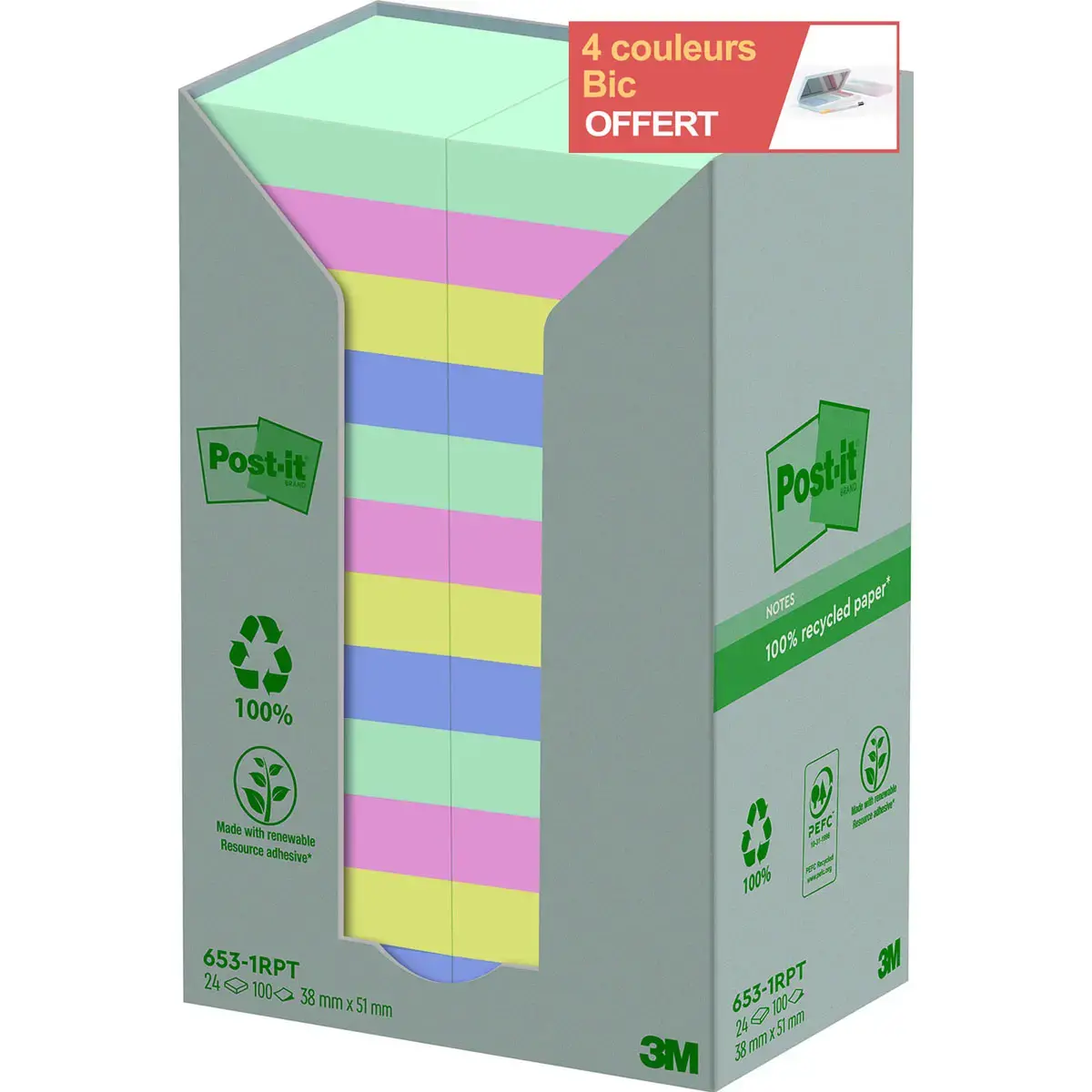 24 Notes Recyclées Collection Nature, 38 x 51 mm