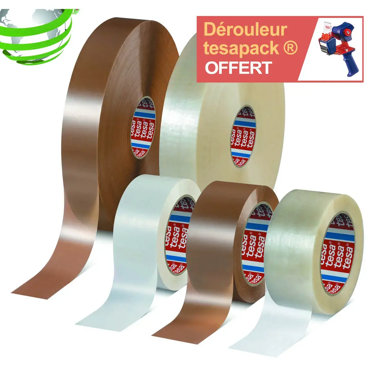 6 Adhésif d'emballage PET recyclé transparent 132M x 50 mm