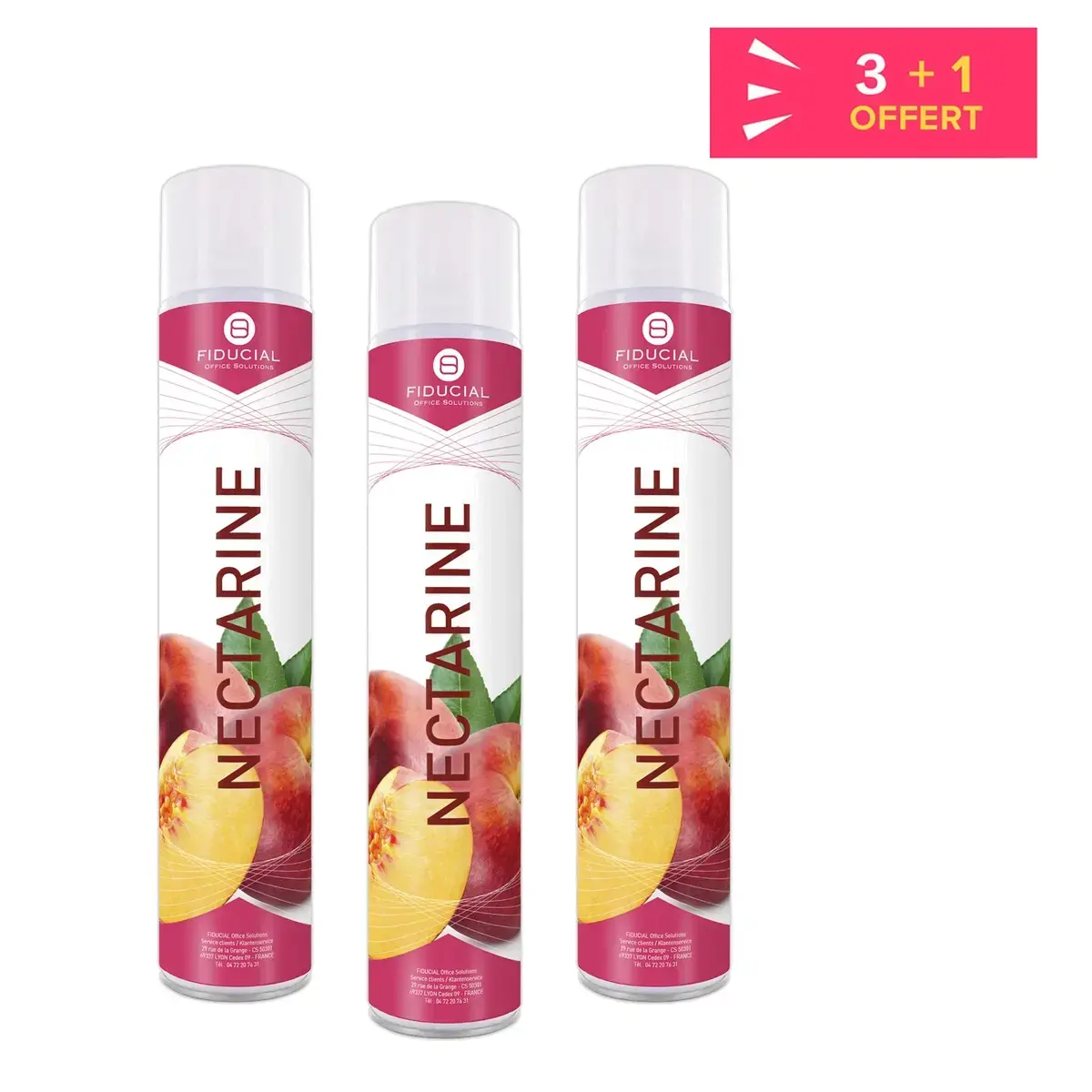 3 Désodorisants + 1 offert – 750 ml – Parfum Nectarine – Fiducial