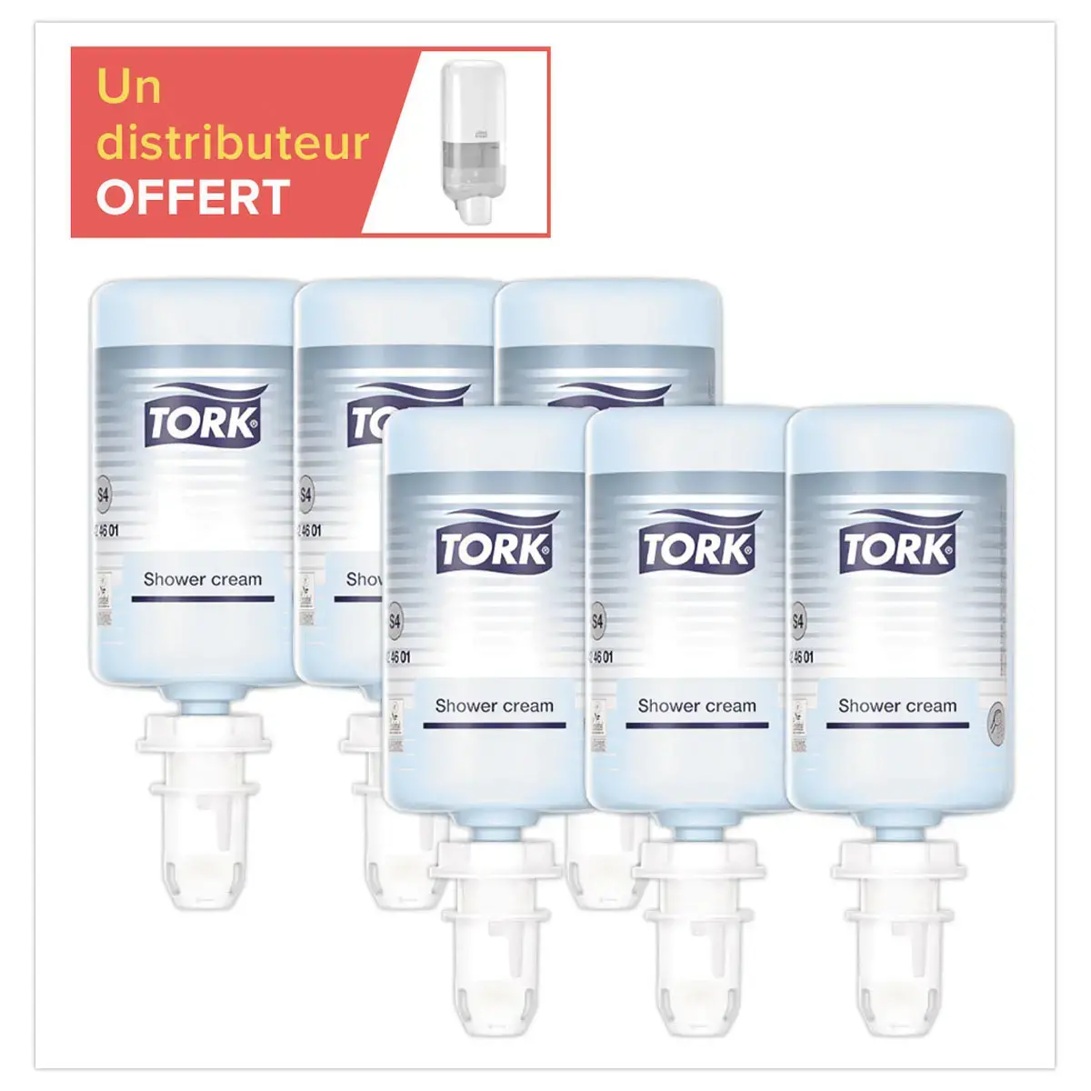 6 recharges de crème de douche TORK S4 1L + 1 distributeur S4 offert