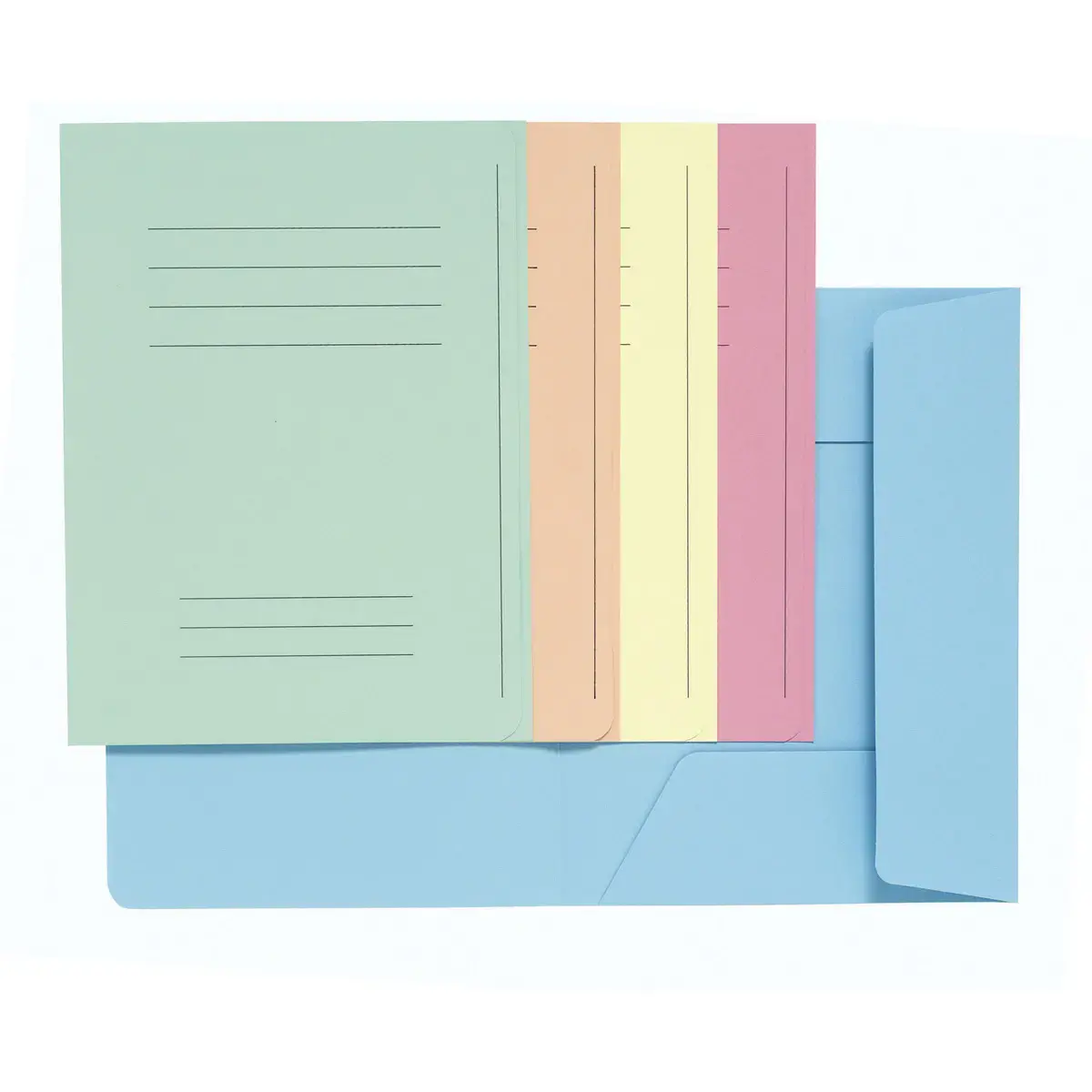 Paquet 50 chemises imprim&eacute;es 3 rabats SUPER 210 - 24 x 32 cm - Couleurs assorties - Exacompta 