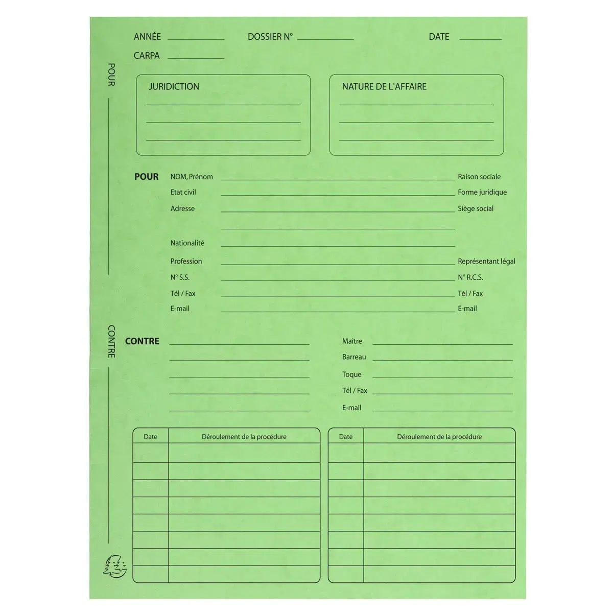 Paquet de 25 dossiers de procédure carte lustrée 25x32cm - Tilleul - EXACOMPTA
