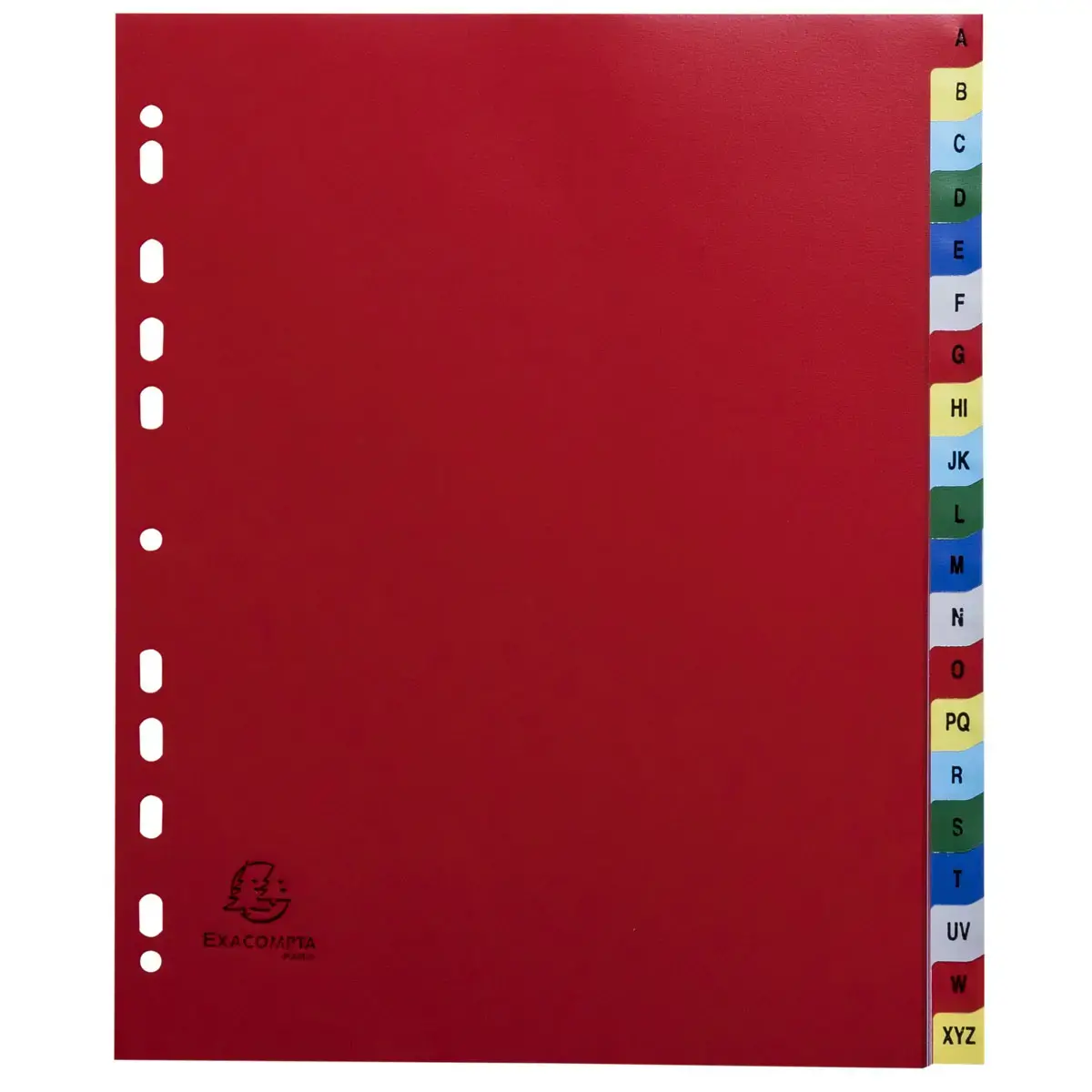 Intercalaires imprim&eacute;s alphab&eacute;tique PP couleurs 12/100e - 20 positions - A4+ - Assorties vives - EXACOMPTA 