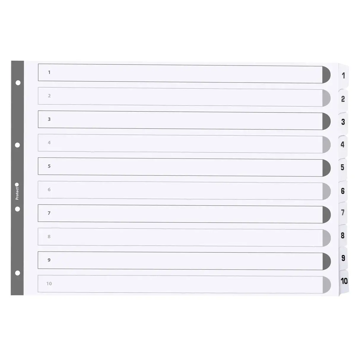 Intercalaires imprimés à touches plastifiées - 5 touches 1 à 5 - A3 - Blanc - EXACOMPTA