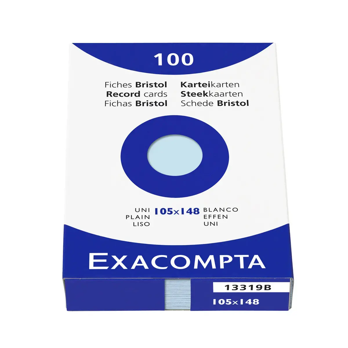 &Eacute;tui de 100 fiches - bristol uni non perfor&eacute; 105x148mm - Azur - EXACOMPTA 