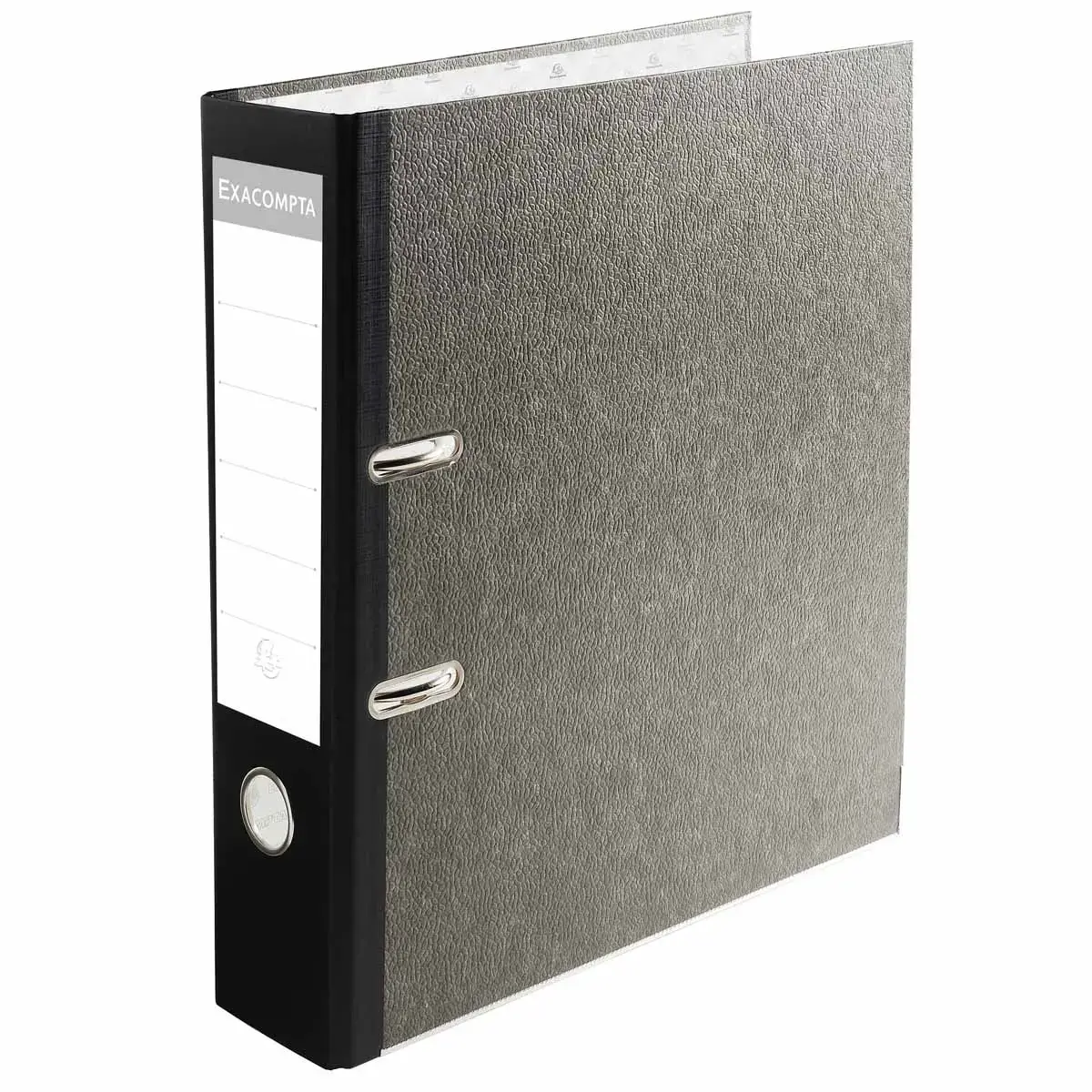 Classeurs à levier avec mécanique Prem'Touch - Papier marbré gris - Dos de 80 mm - A4 maxi. - Gris-dos noir - EXACOMPTA