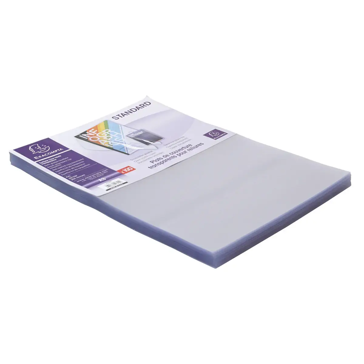 Boite de 100 plats pour relier PVC 20x100e - A3 - Cristal - EXACOMPTA 