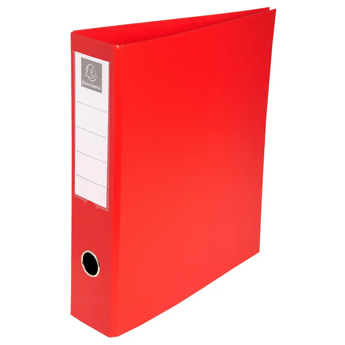 Classeur rembordé PVC 4 anneaux en D de 50mm en 3ème de couverture - A4 maxi - Rouge - EXACOMPTA