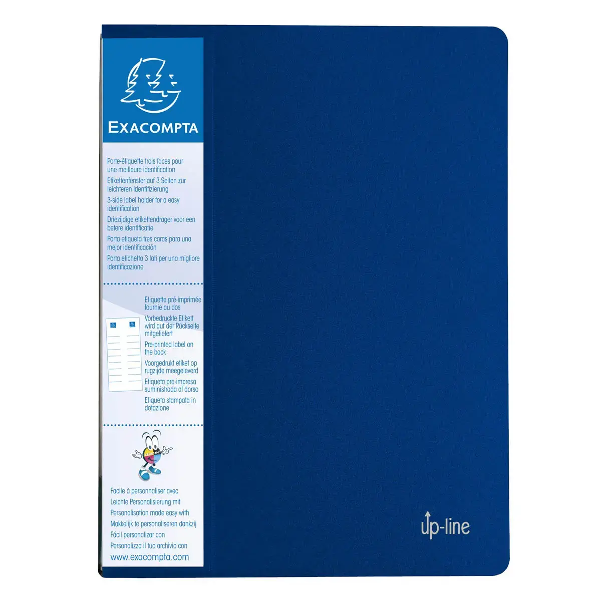 Protège-documents en polypropylène rigide avec porte étiquette 3 faces Up Line Opaque 80 vues - A4 - Bleu - EXACOMPTA