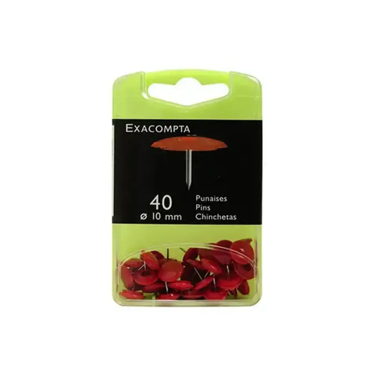 Boîte de 40 punaises - Hauteur de pointe 7mm - 10mm de diamètre - Rouge - EXACOMPTA
