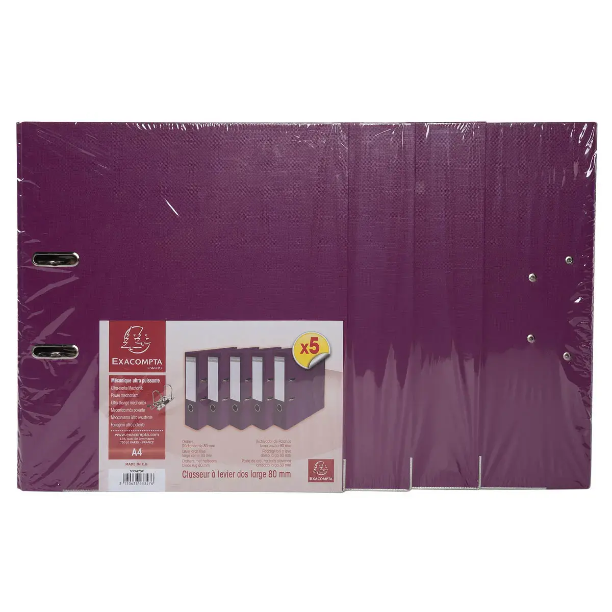 Lot de 5 cl pp/pp d80 A4 fuchsia - Exacompta