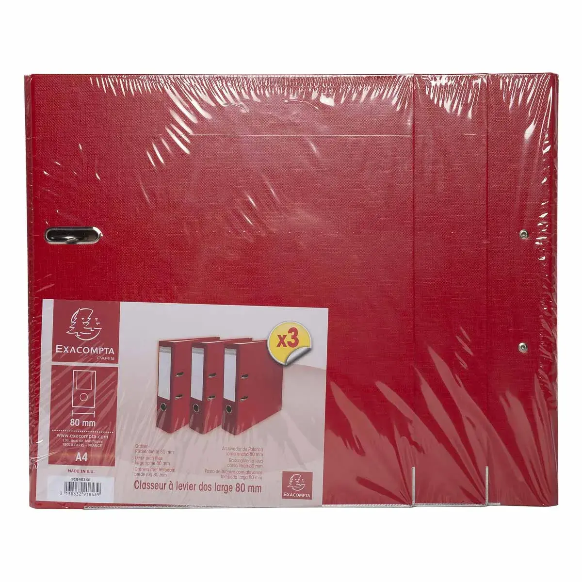 LOT DE 3 CL PP/Papier D80 A4 ROUGE - Exacompta