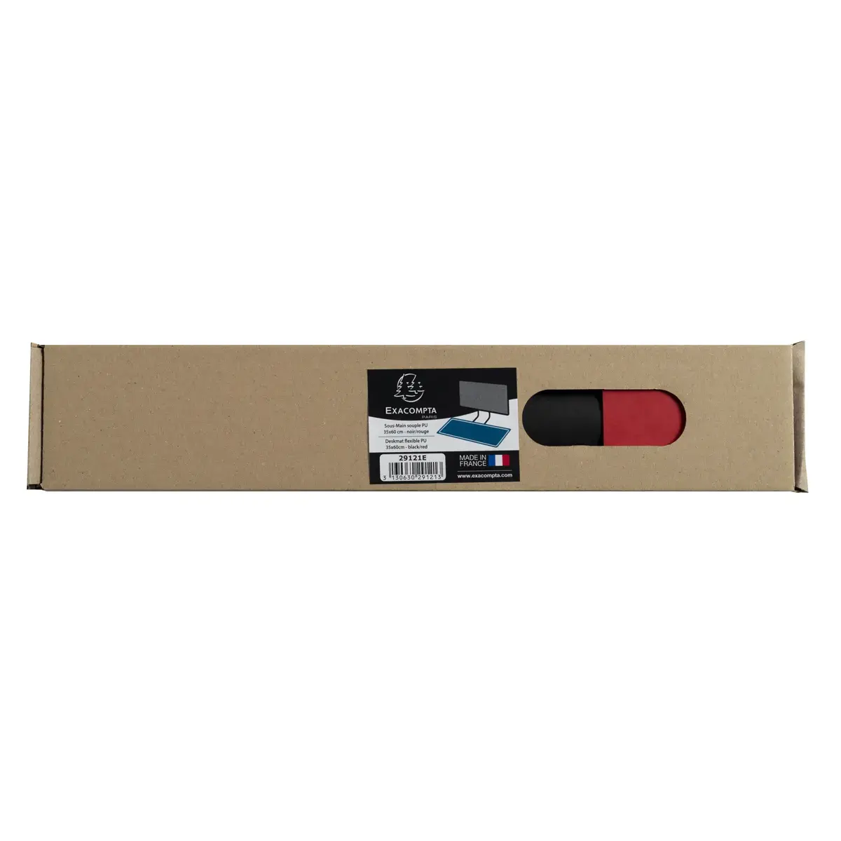 Sous-main souple PU 35x60cm noir/rouge