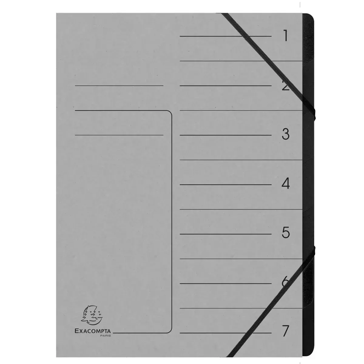 Trieur agraf&eacute; 7 compartiments int&eacute;rieur noir - Gris - Exacompta 