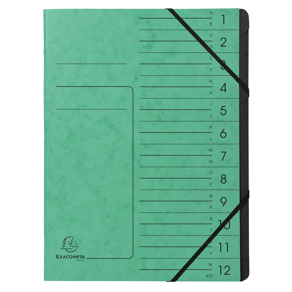 Trieur agrafe int. noir 12 comp. vert