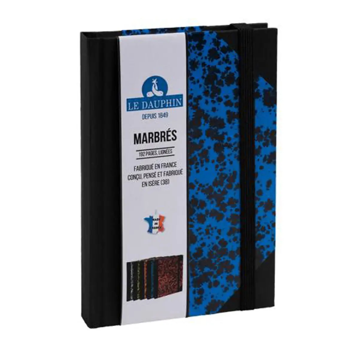 Carnet Marbre ligné - 17 x 11 cm - 192 pages - Bleu - Exacompta