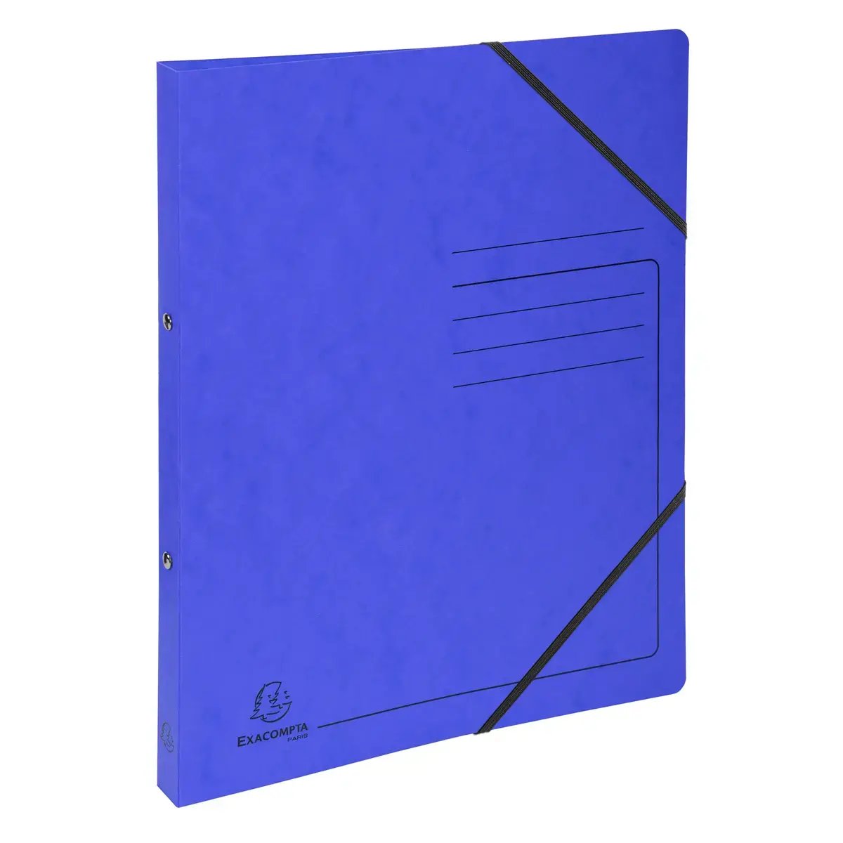Classeur &agrave; &eacute;lastique 2 anneaux 15 mm A4 en carte lustr&eacute;e 355 g/m&sup2; - Bleu - Exacompta 