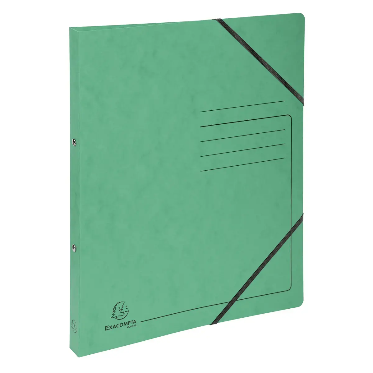Classeur à élastique 2 anneaux 15 mm A4 en carte lustrée 355 g/m² - Vert - Exacompta