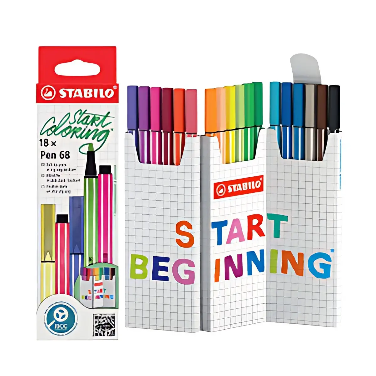 STABILO Feutre Pen 68, set zigzag de 18 pièces