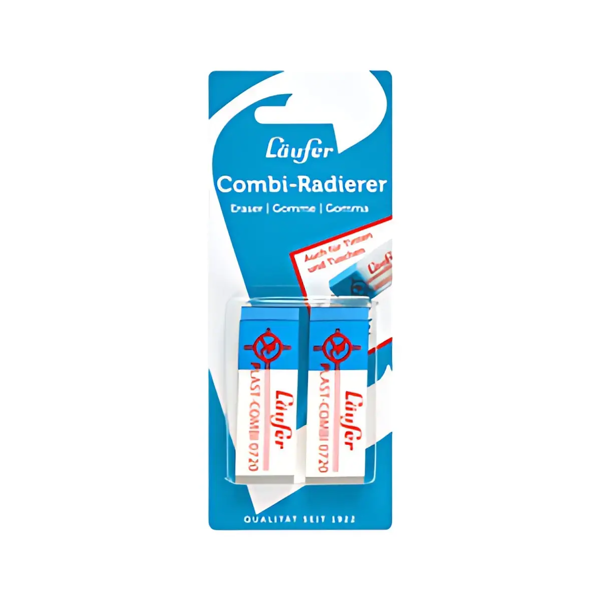 Läufer Gomme en plastique PLAST COMBI, carte blister de 2