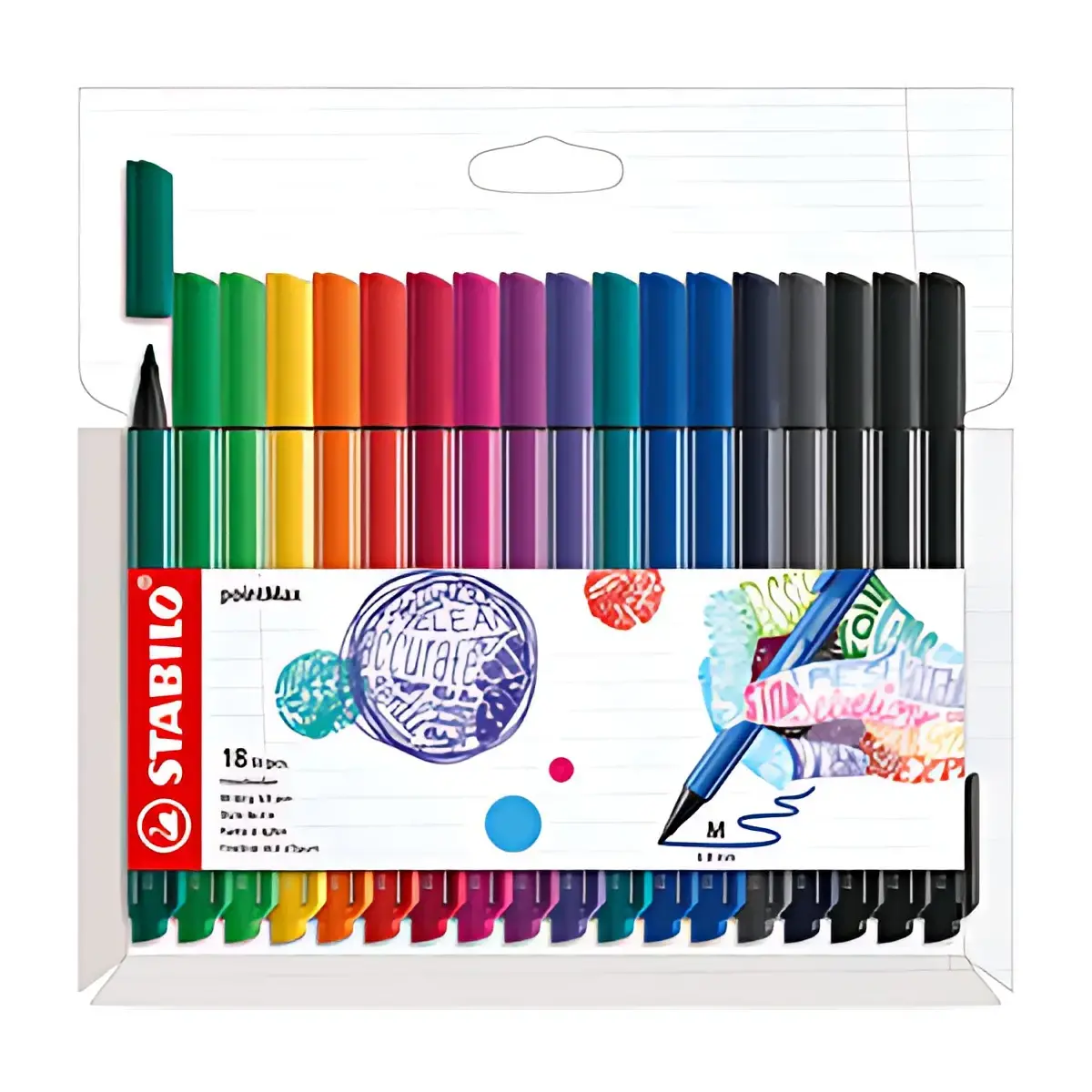 Stylo-feutre pointMax - étui carton de 18 - Stabilo