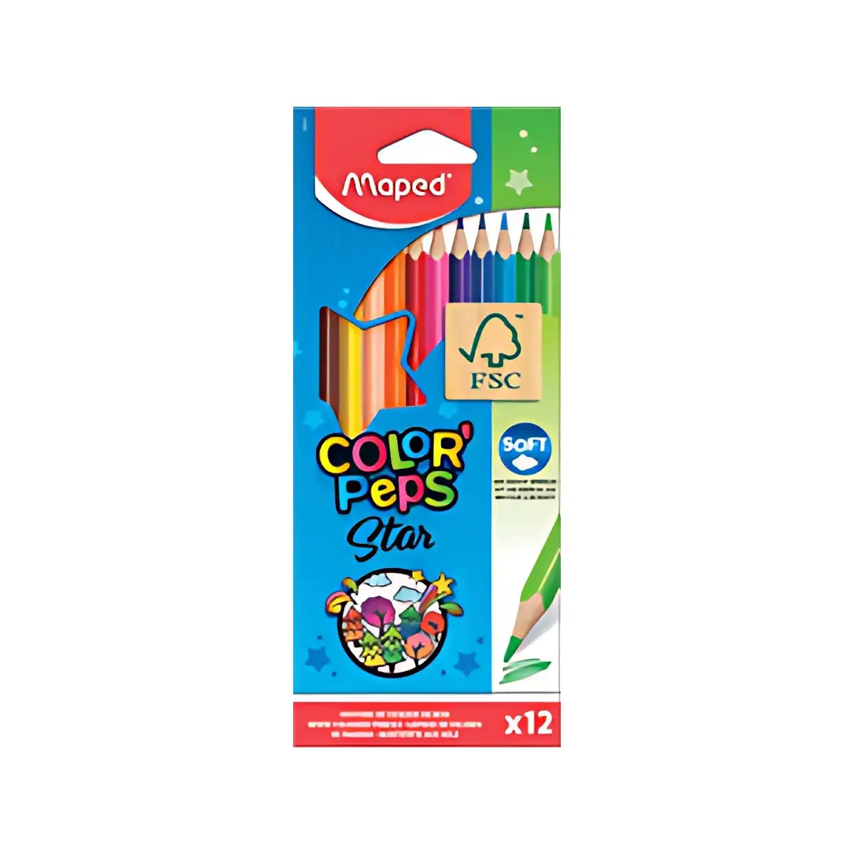 MAPED Crayon de couleur COLOR'PEPS Star, &eacute;tui carton de 72 
