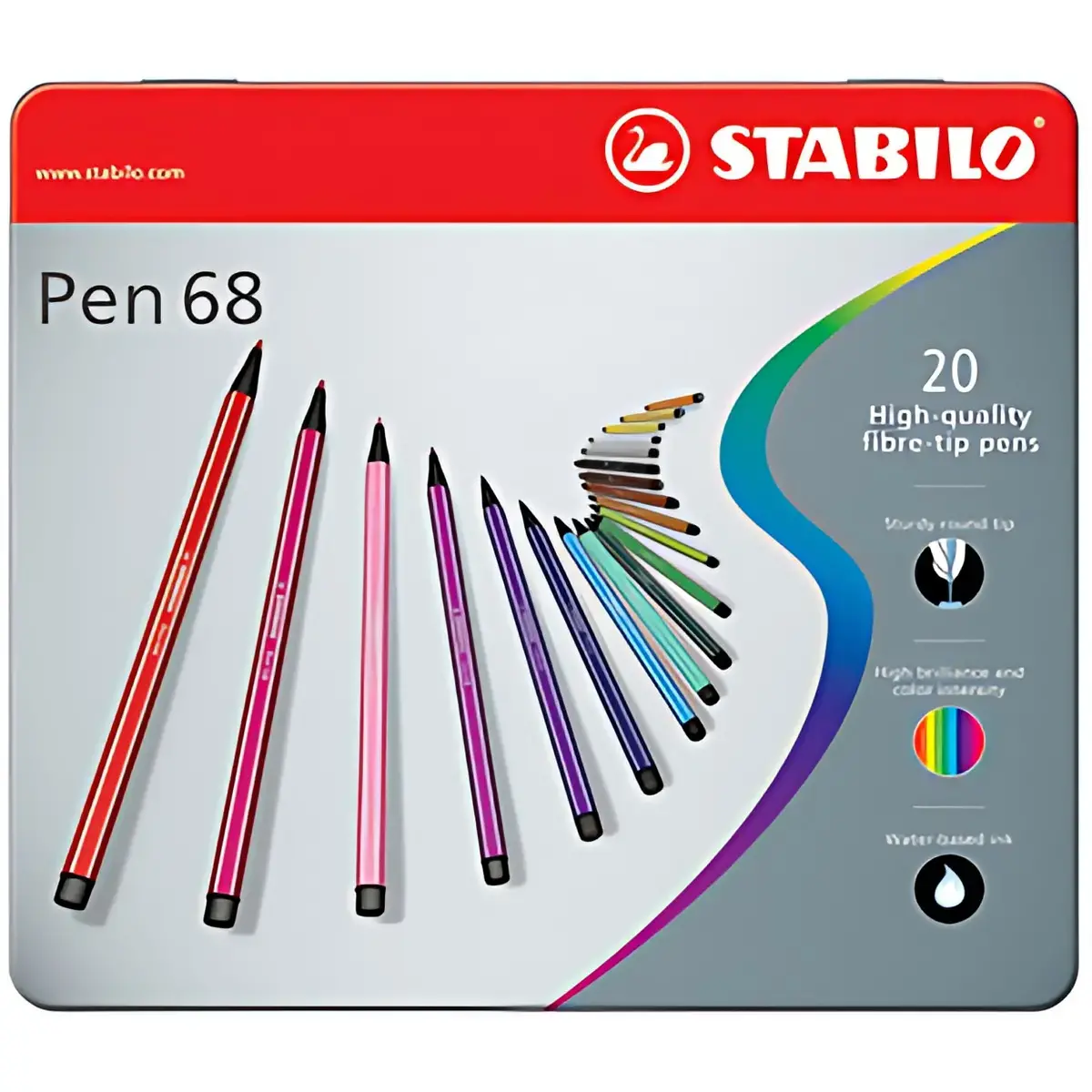 STABILO Feutre Pen 68, étui métallique de 50