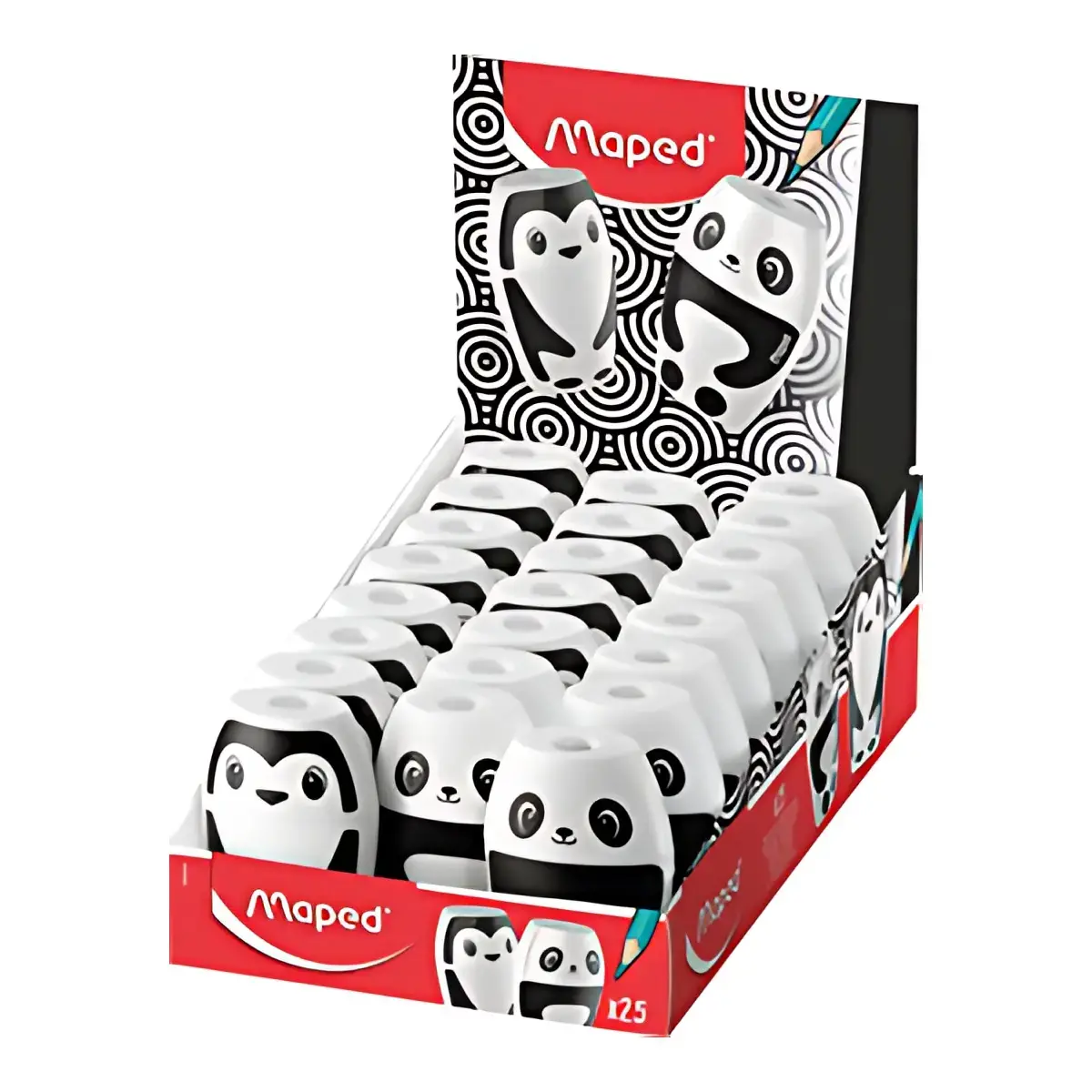 MAPED Taille-crayons FANCY, noir/blanc, présentoir de 25
