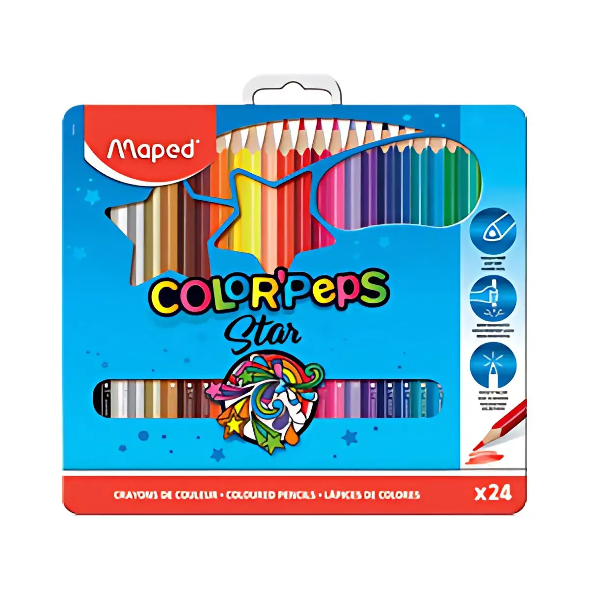 MAPED Crayon de couleur COLOR'PEPS, &eacute;tui m&eacute;tal de 48 