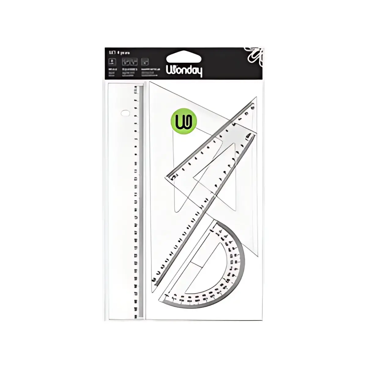Wonday Set de g&eacute;ometrie ECO, 4 pi&egrave;ces, transparent 