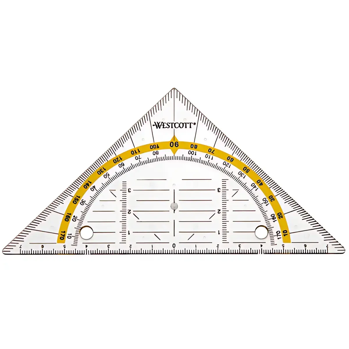 WESTCOTT Equerre g&eacute;om&eacute;trique avec perforations pour classeur 