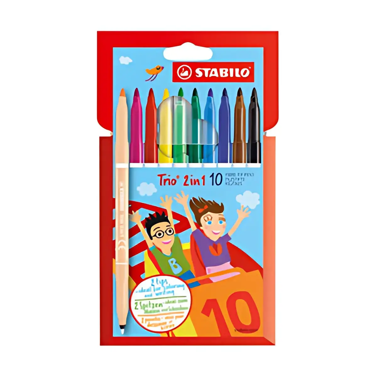 STABILO Feutre/feutre à pointe fine Trio 2en1 enfants, étui