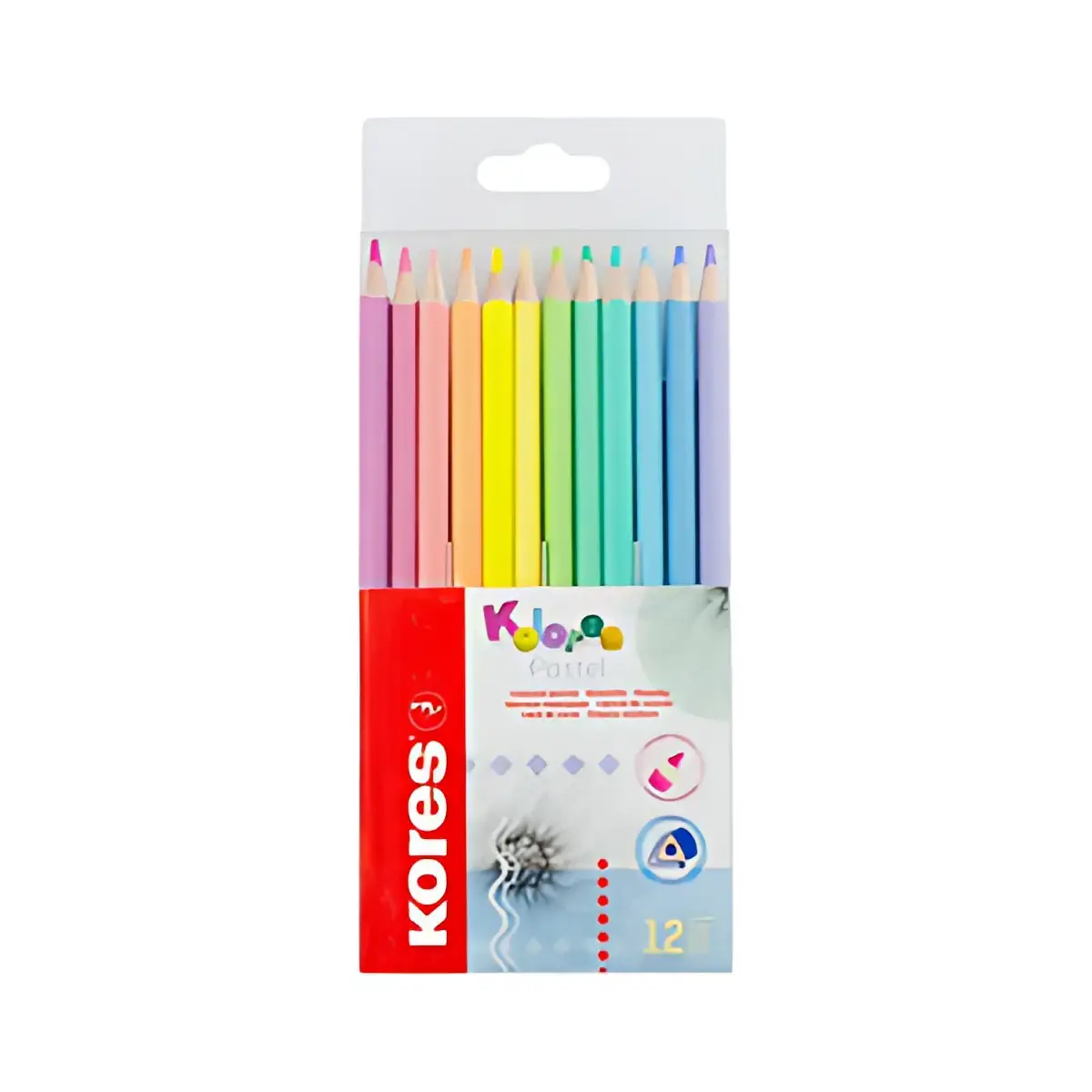 Kores Crayon de couleur 'Kolores Pastel', &eacute;tui carton de 12 