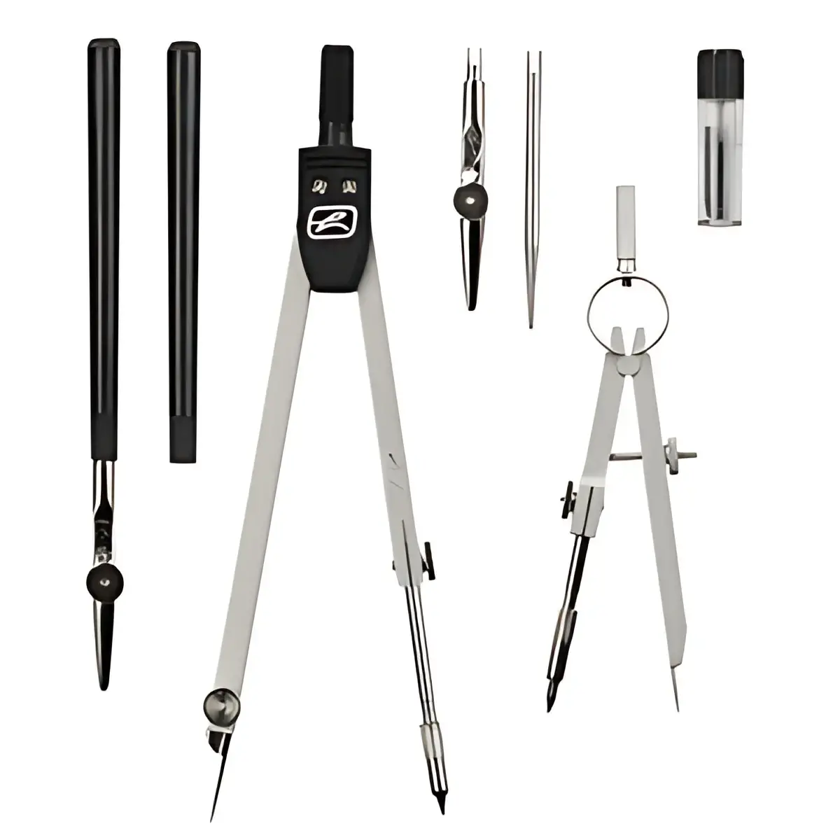 HERLITZ Coffret de compas, 7 pi&egrave;ces, noir 