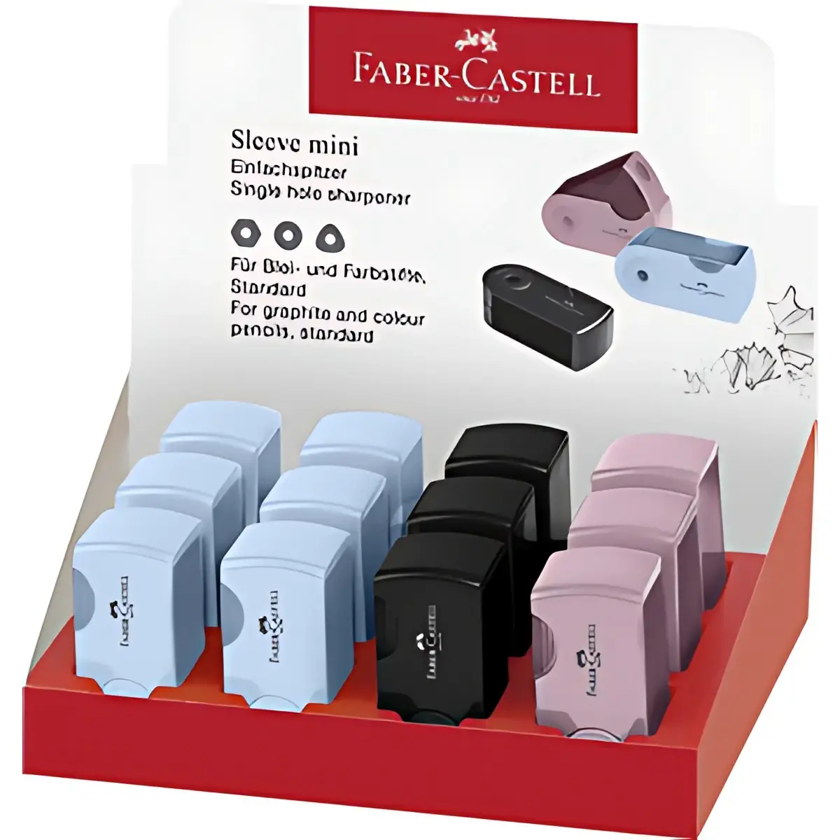 12 Taille-crayon simple SLEEVE MINI - Assorti - Faber-Castell