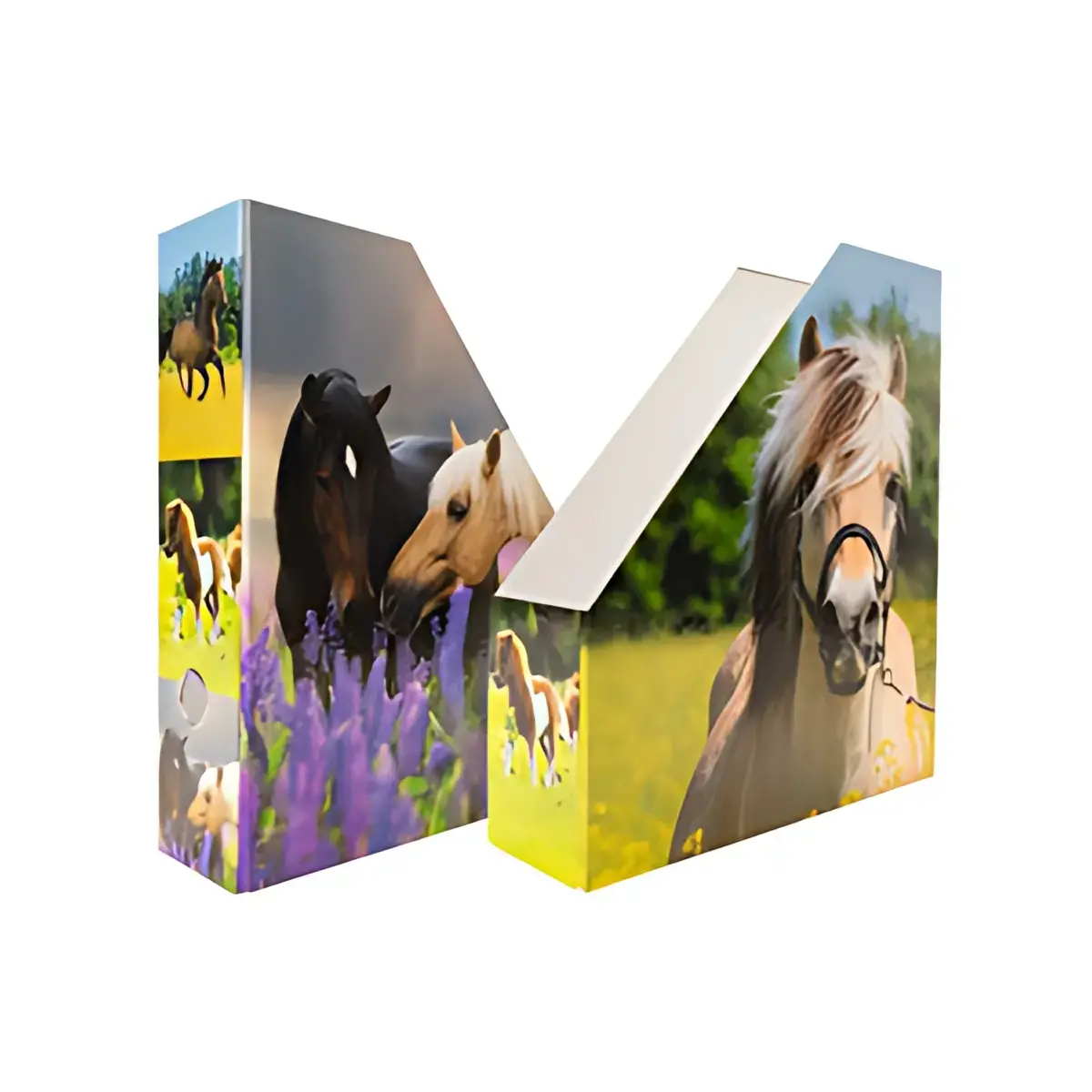 Porte-revue Pr&eacute; &agrave; chevaux - A4 - carton - (L) 85 mm - Herma 