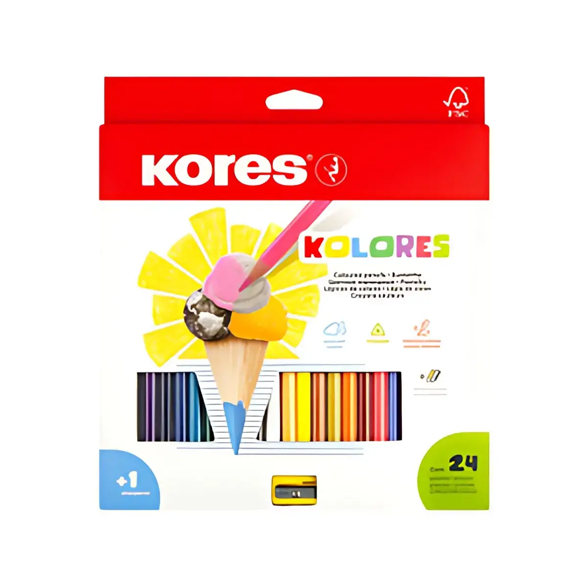 Kores Crayon de couleur triangulaire 'Kolores', étui carton