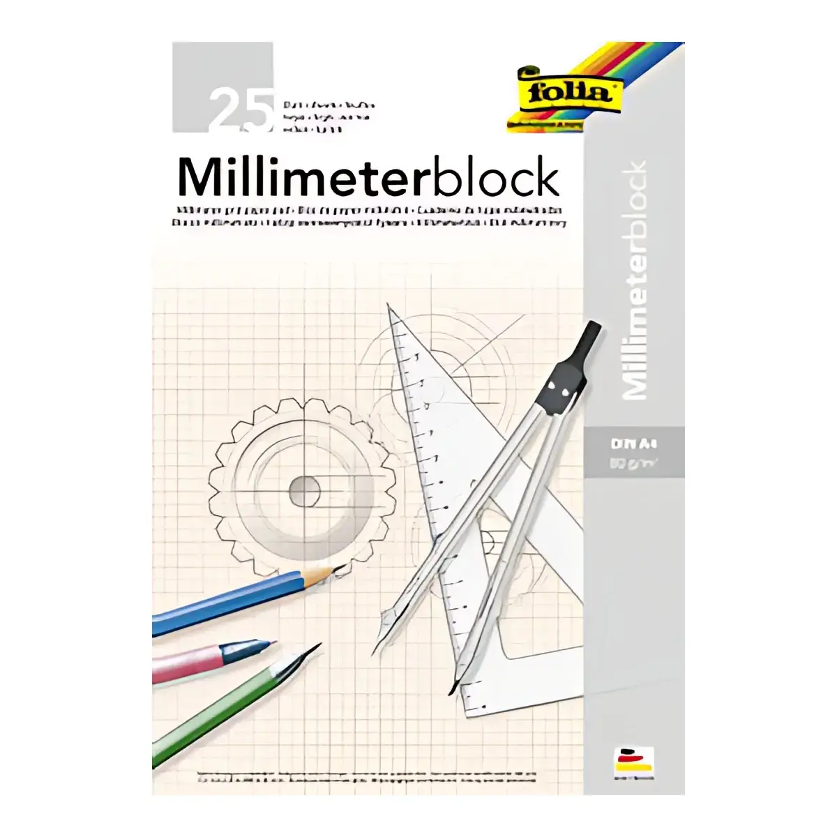 folia Bloc papier millim&eacute;tr&eacute;, A3, 80 g/m2, 25 feuilles 