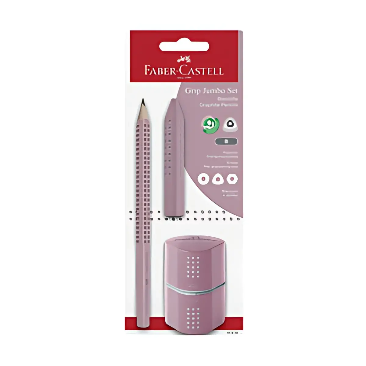 Kit crayon de papier Jumbo GRIP - Rose - blister - Faber-Castell