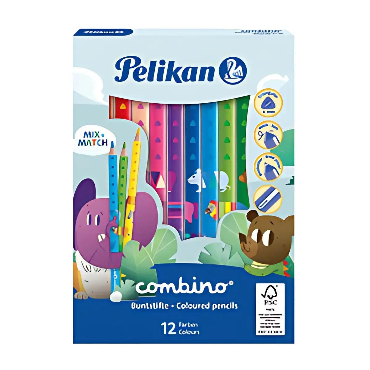Pelikan Crayon couleur triangulaire combino, étui carton 12