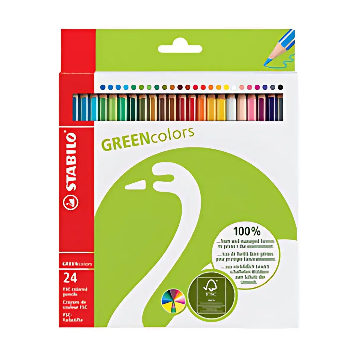 Crayon de couleur GREENcolors - étui carton de 24 - Stabilo