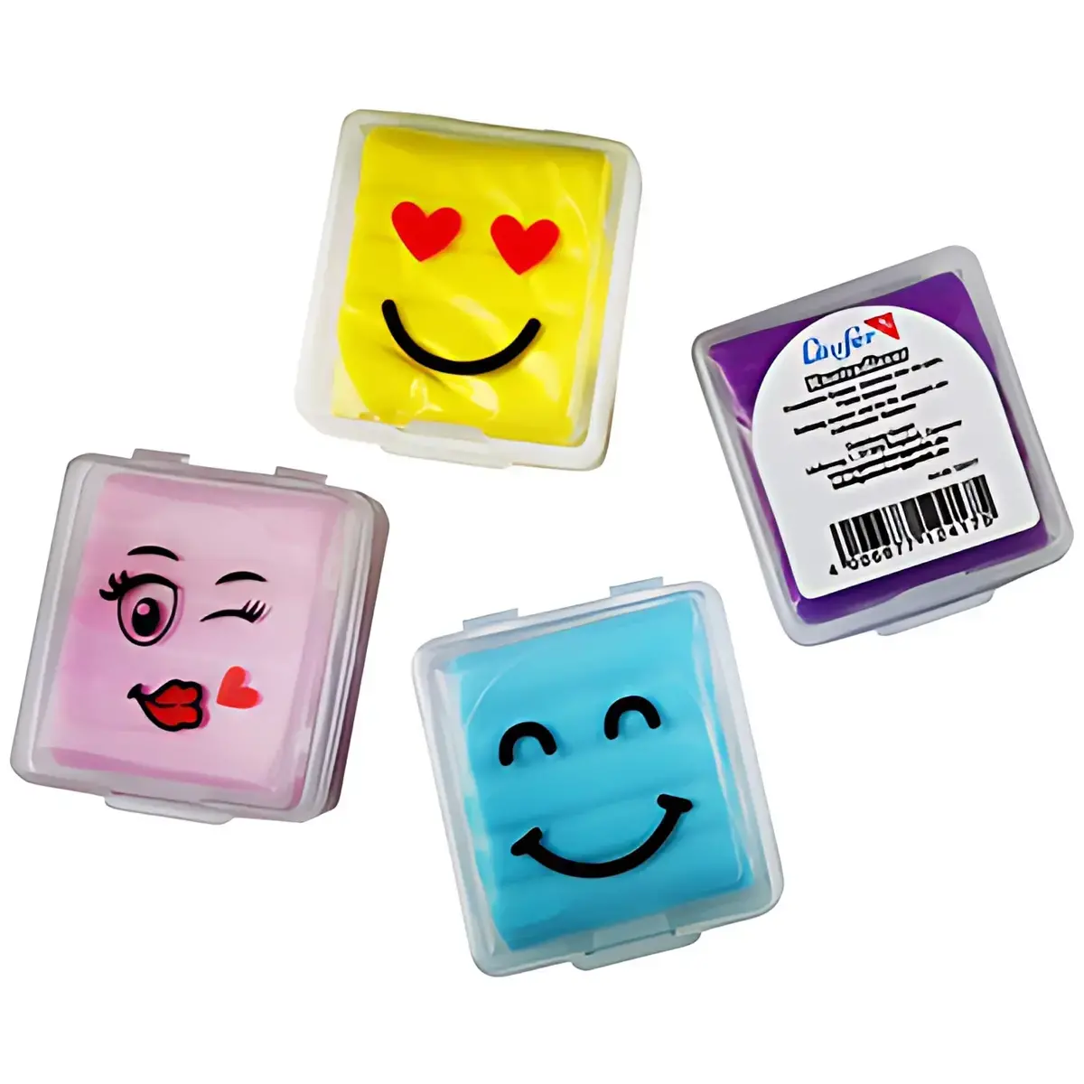 18 L&auml;ufer Gomme souple visages, en pr&eacute;sentoir de 18 