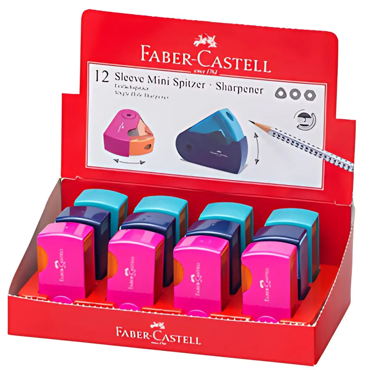 12 Taille-crayon simple SLEEVE MINI - Assorti - Faber-Castell