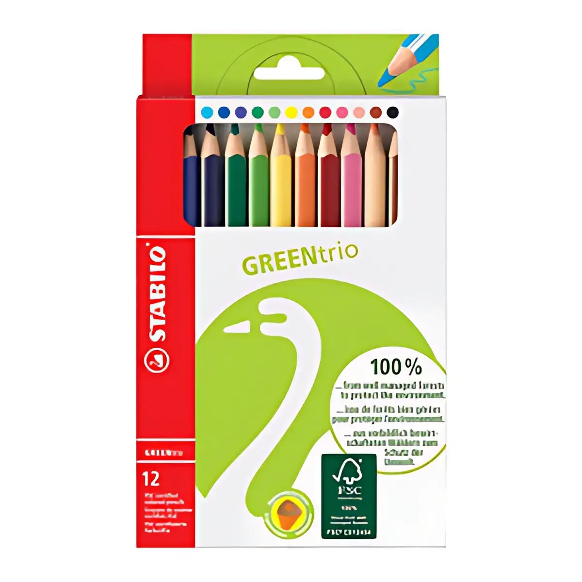 STABILO Crayon de couleur GREENtrio, &eacute;pais, &eacute;tui en carton 
