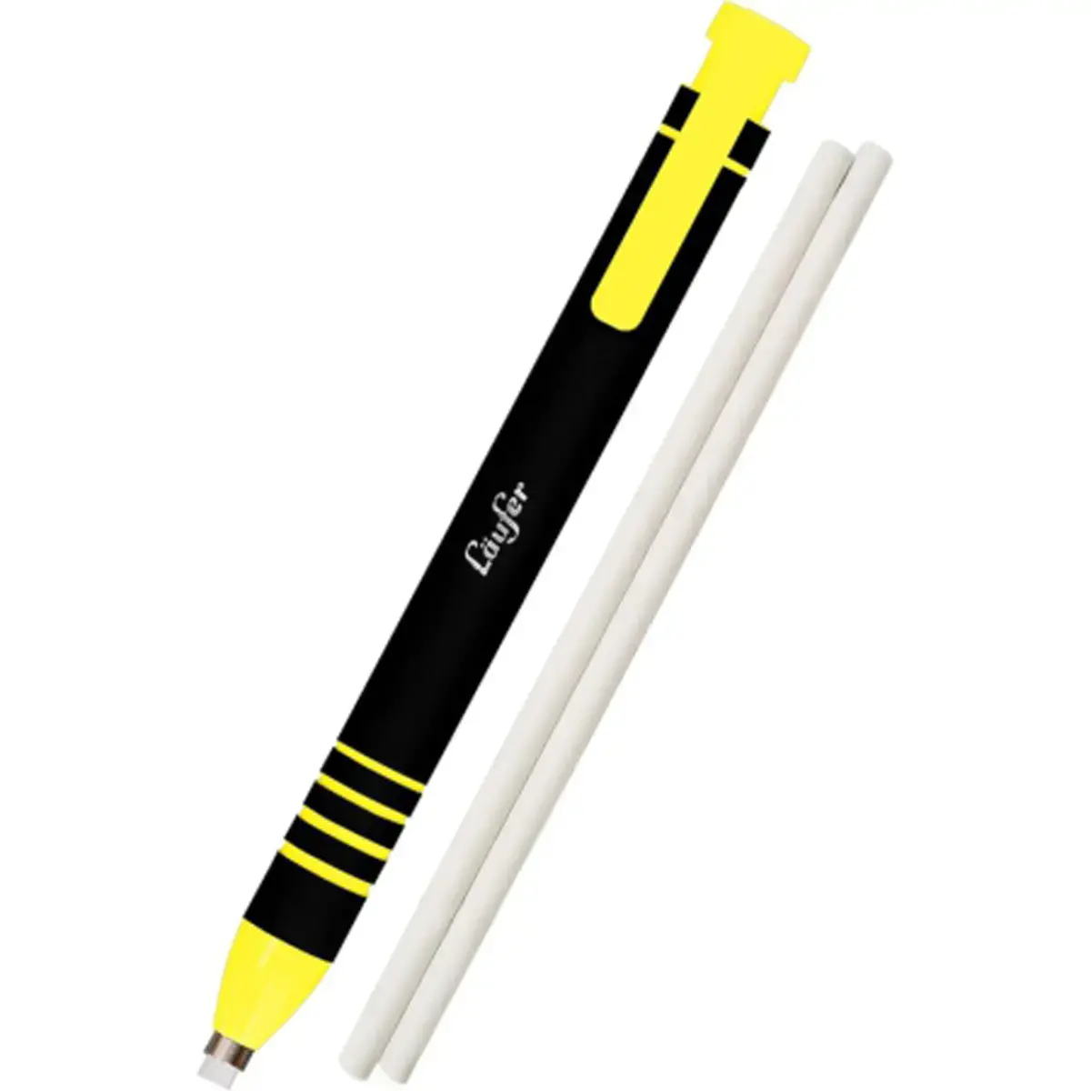 Läufer Stylo-gomme en plastique, 2 gommes de rechange, jaune